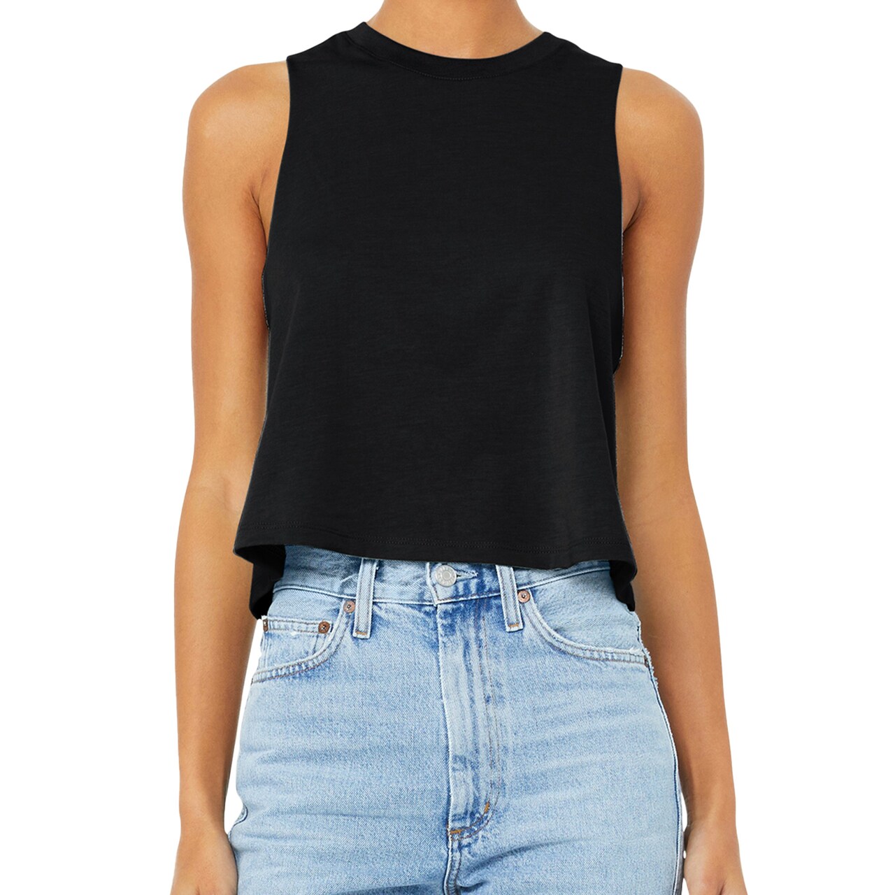 BELLA + CANVA Women's Racerback Crop Tank, Lightweight Sleeveless T-Shirt for Crafting